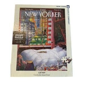 NIB New York Puzzle Company Jigsaw Puzzle 1000pc Cat Nap Sempe
